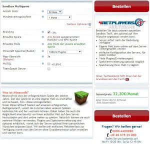 Minecraft Server bei 4netplayers mieten